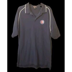 Chicago Cubs Polo Shirt Short Sleeve Men's XL Antigua‎ Navy Blue Baseball MLB